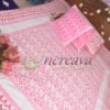 White Jamdani Pink Shade Bed Cover