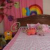 White Pink Jamdani Bed Cover