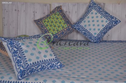 White Jamdani Blue Single Bed cover
