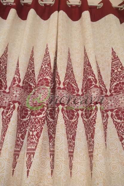 Meroon White Aarong Pattern Curtain