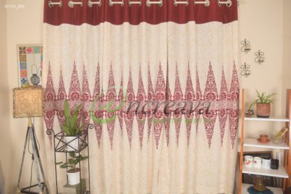 Meroon White Aarong Pattern Curtain