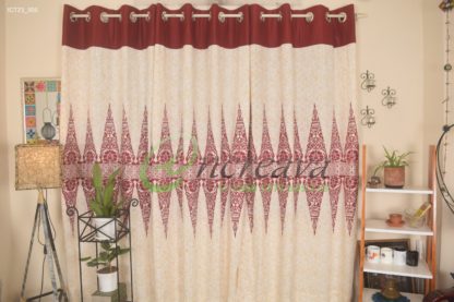 Meroon White Aarong Pattern Curtain
