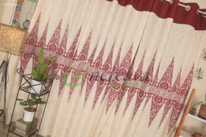 Meroon White Aarong Pattern Curtain