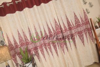 Meroon White Aarong Pattern Curtain