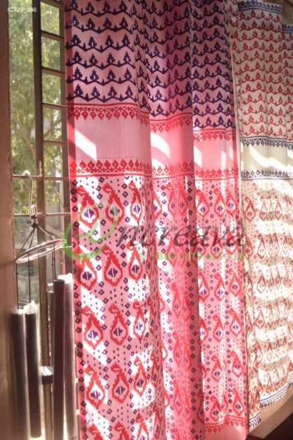 White Pink Magenta Jamdani Cutain