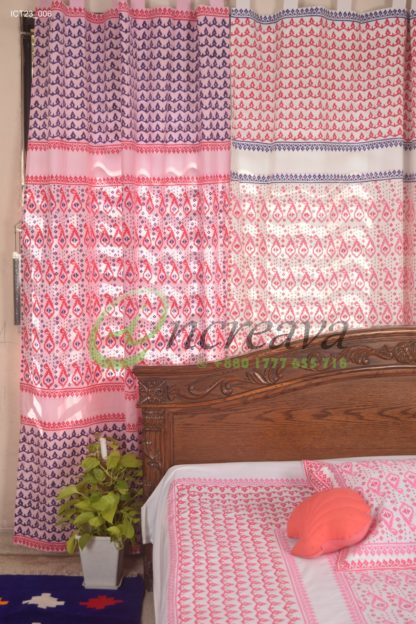 White Pink Magenta Jamdani Cutain