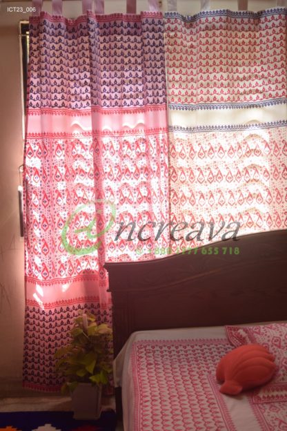 White Pink Magenta Jamdani Cutain