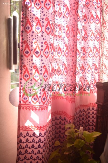 White Pink Magenta Jamdani Cutain