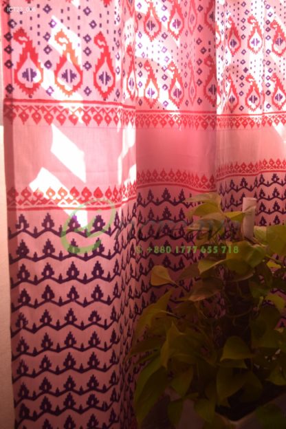 White Pink Magenta Jamdani Cutain