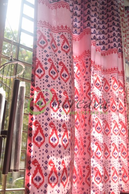 White Pink Magenta Jamdani Cutain