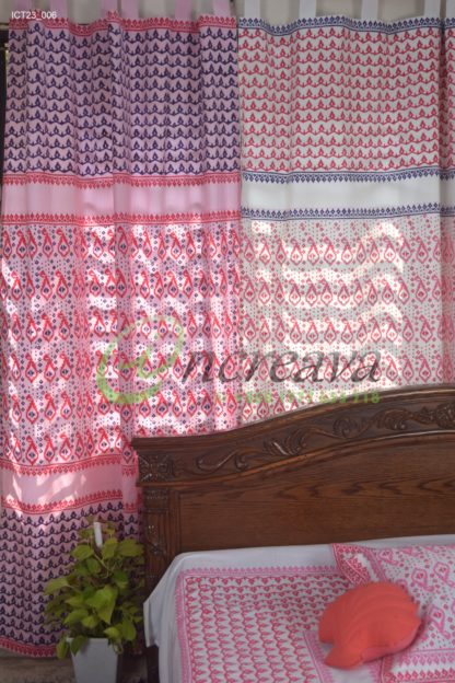 White Pink Magenta Jamdani Cutain
