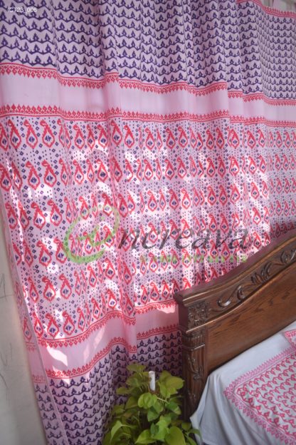 White Pink Magenta Jamdani Cutain