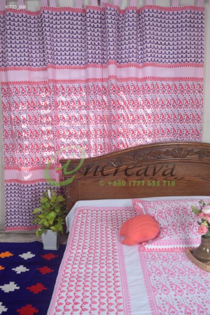White Pink Magenta Jamdani Cutain