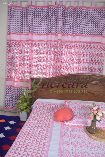 White Pink Magenta Jamdani Cutain