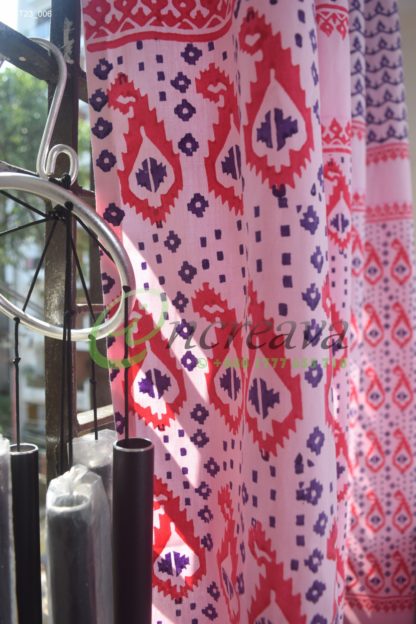 White Pink Magenta Jamdani Cutain
