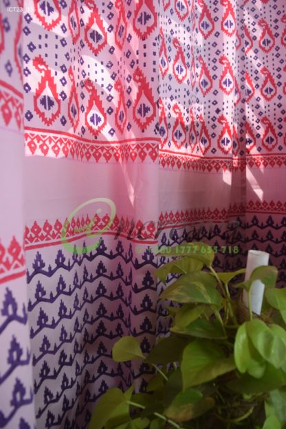 White Pink Magenta Jamdani Cutain