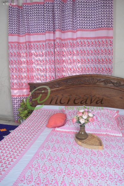 White Pink Magenta Jamdani Cutain