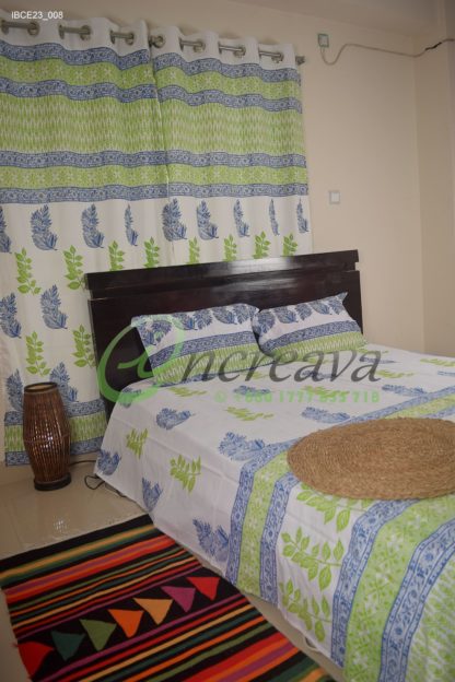 White Blue Green Leaf Bed cover